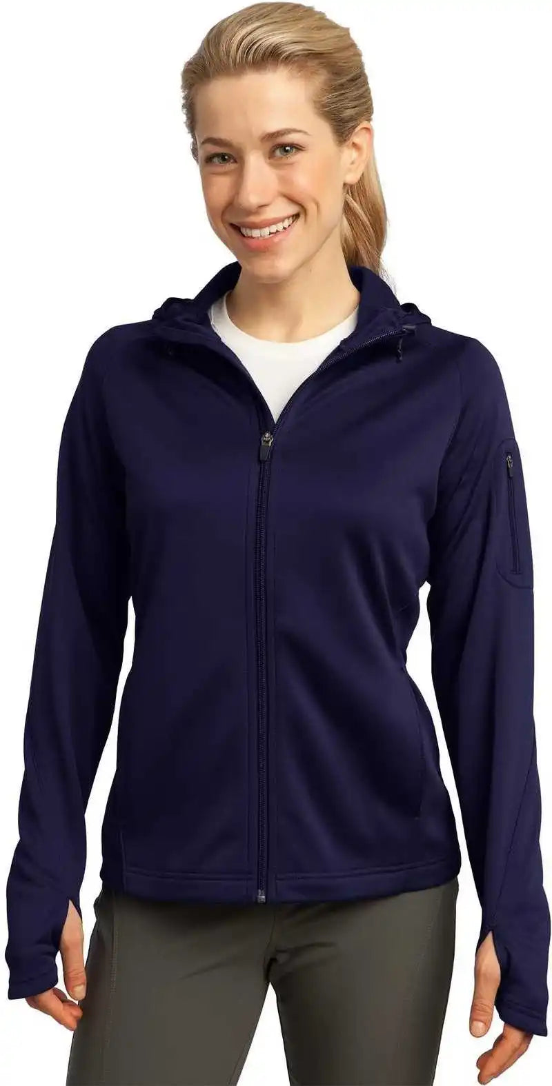 Sport-tek L248 Ladies Tech Fleece Full-zip Hooded Jacket - True Navy
