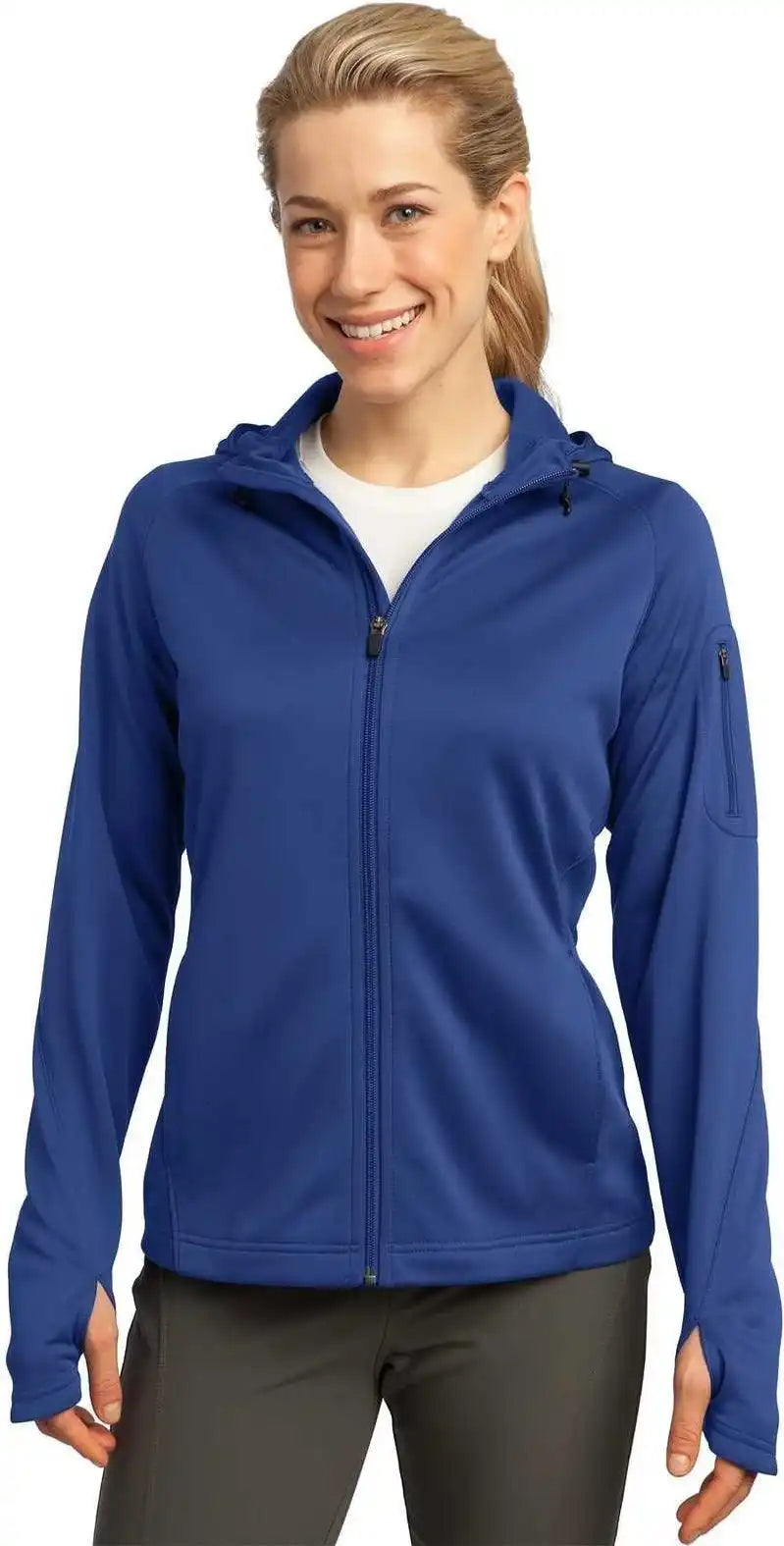 Sport-tek L248 Ladies Tech Fleece Full-zip Hooded Jacket - True Royal