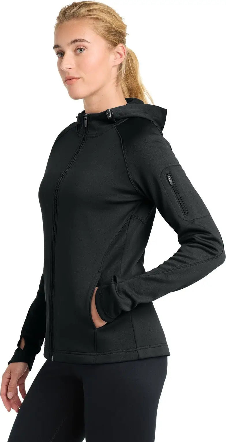 Sport-tek L248 Women’s Tech Fleece Full-zip Hooded Jacket - Black