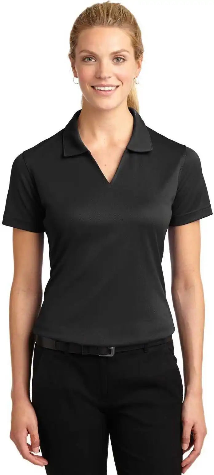 Sport-tek L469 Ladies Dri-mesh V-neck Polo - Black