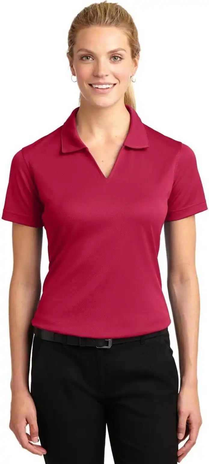 Sport Tek L469 Ladies Dri Mesh v Neck Polo Red