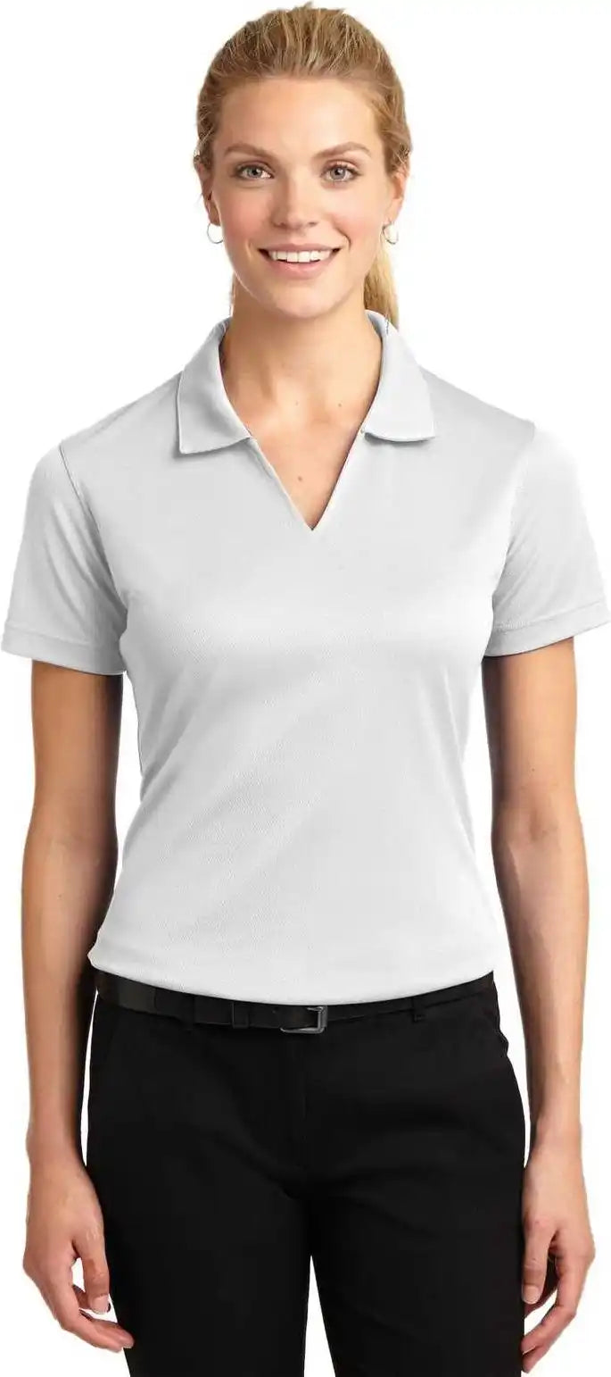 Sport-tek L469 Ladies Dri-mesh V-neck Polo - White
