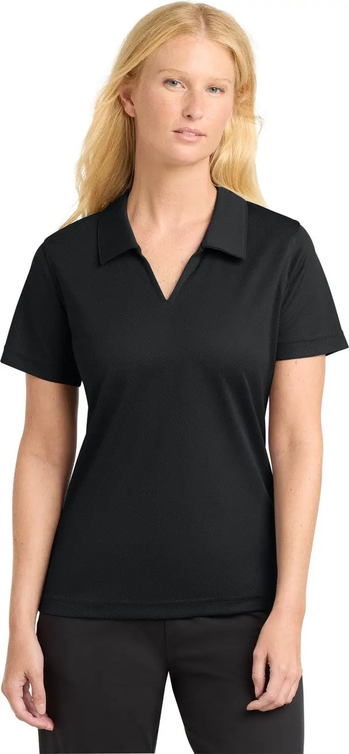 Sport-tek L469 Women’s Dri-mesh V-neck Polo - Black