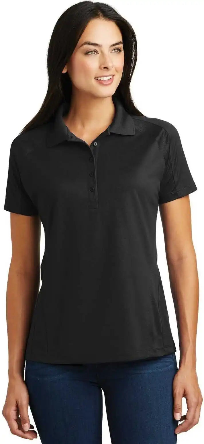 Sport Tek L474 Ladies Dri Mesh Pro Polo Black