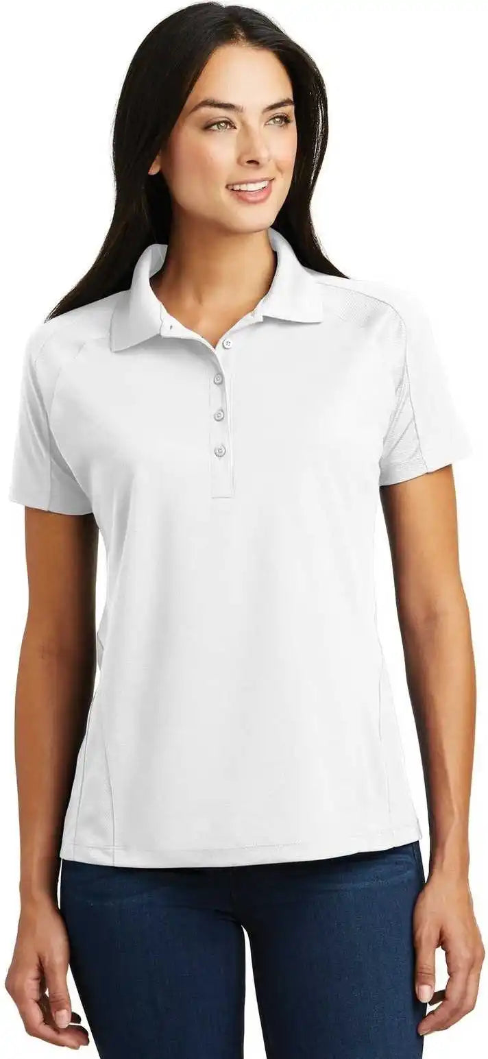 Sport Tek L474 Ladies Dri Mesh Pro Polo White