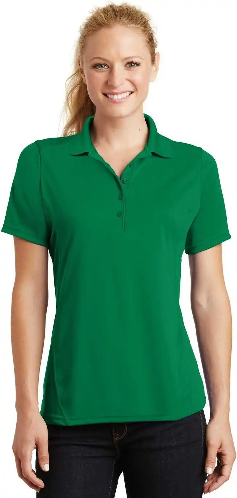 Sport Tek L475 Ladies Dry Zone Raglan Accent Polo Kelly Green
