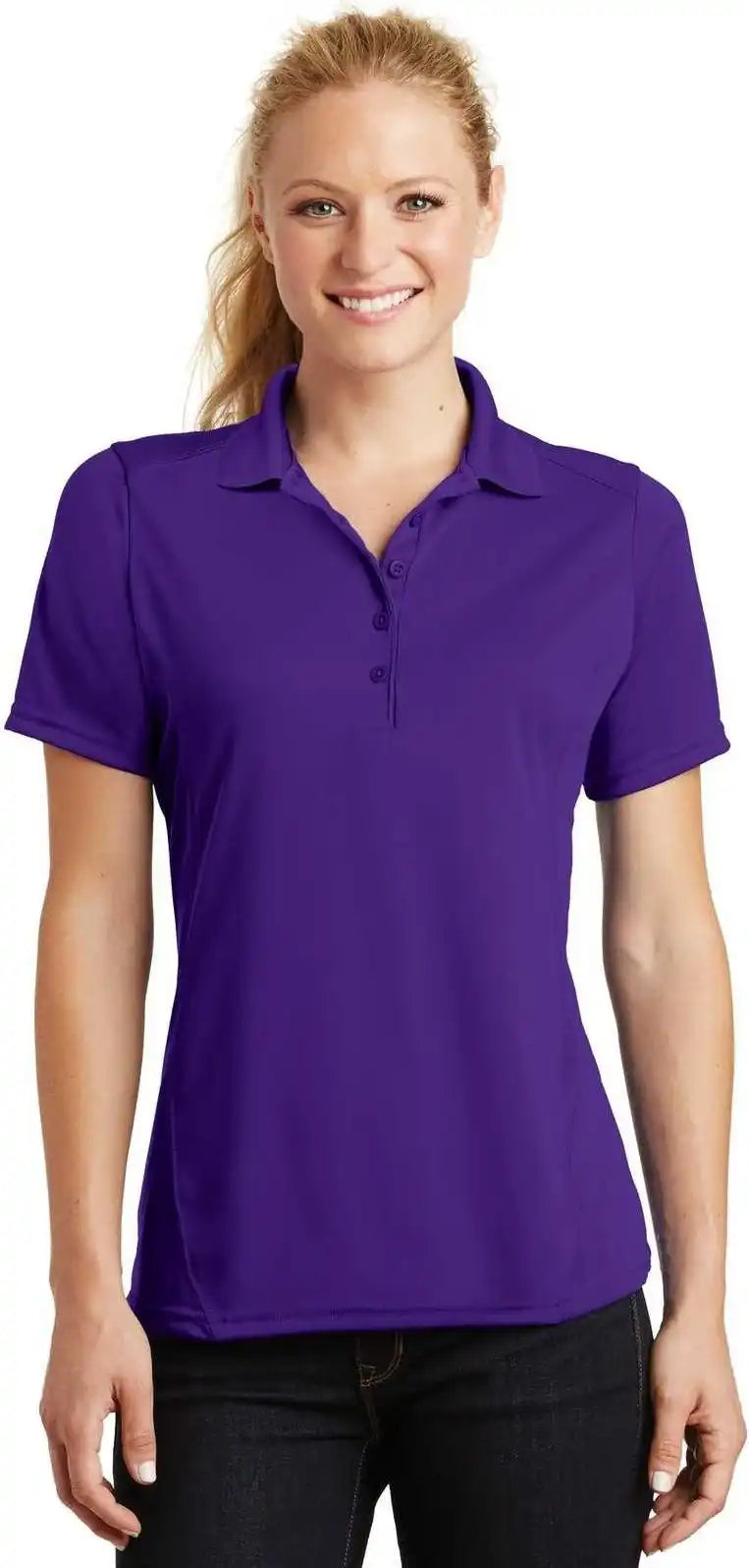 Sport Tek L475 Ladies Dry Zone Raglan Accent Polo Purple