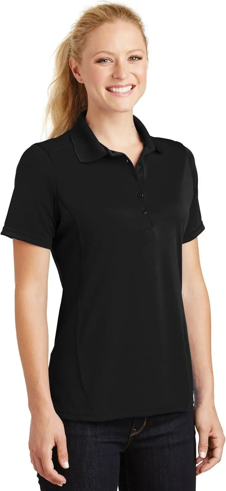 Sport-tek L475 Women’s Dry Zone Raglan Accent Polo - Black