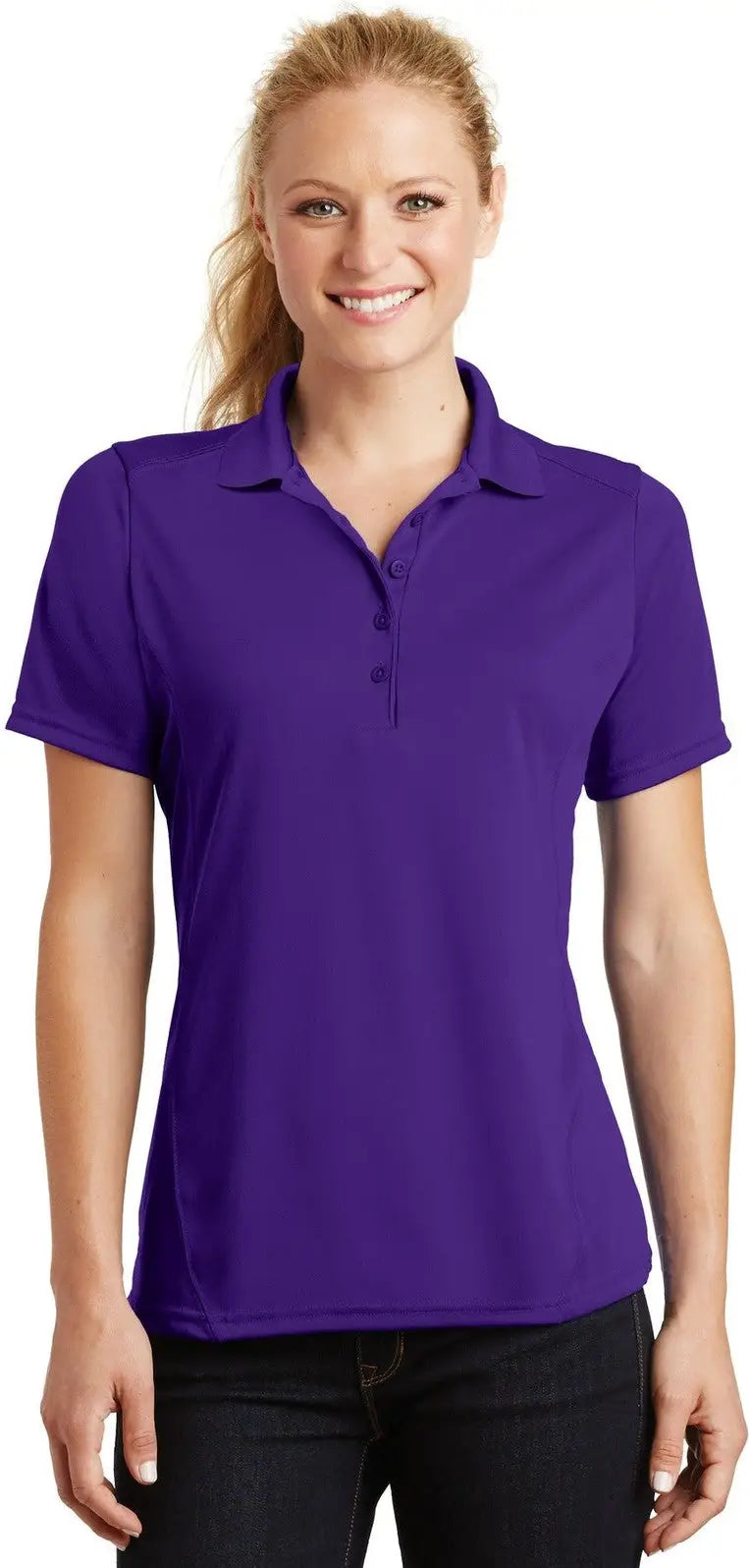 Sport-tek L475 Women’s Dry Zone Raglan Accent Polo - Purple - Ladies Xs