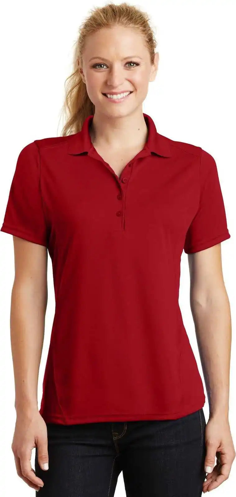Sport-tek L475 Women’s Dry Zone Raglan Accent Polo - True Red