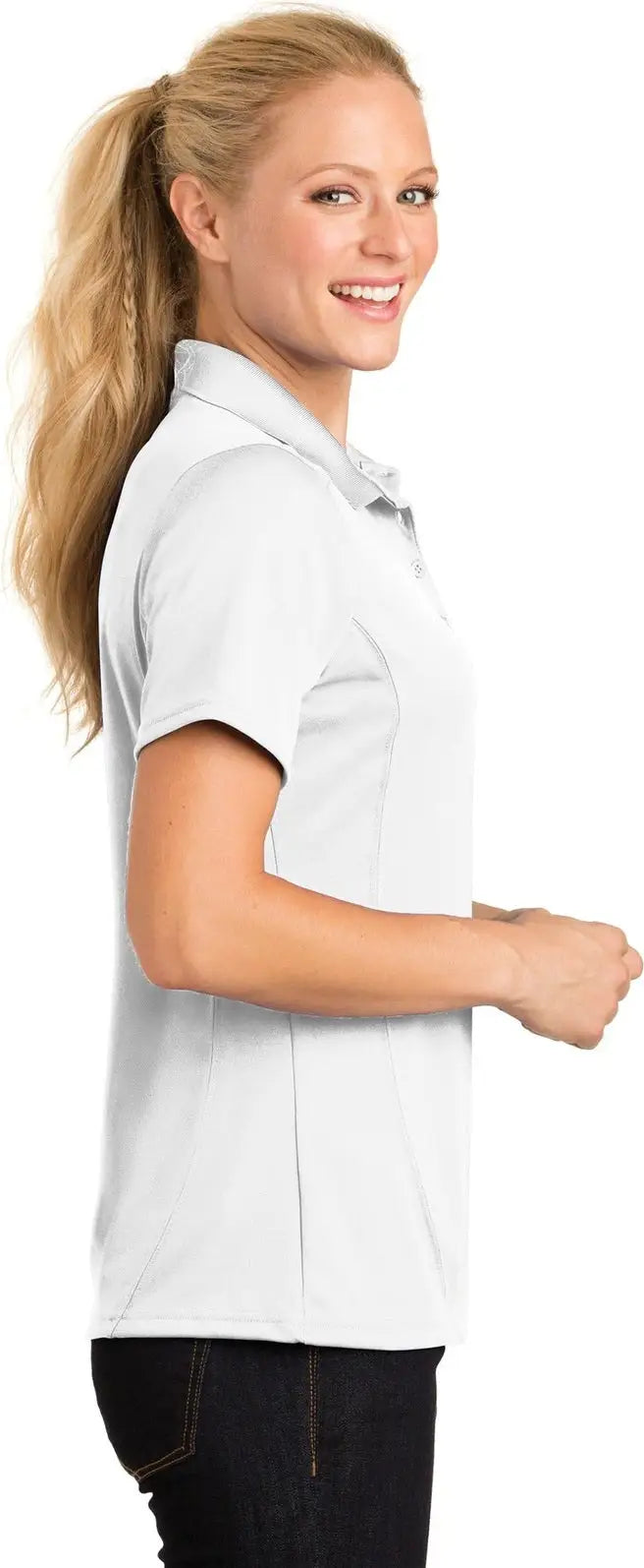 Sport-tek L475 Women’s Dry Zone Raglan Accent Polo - White