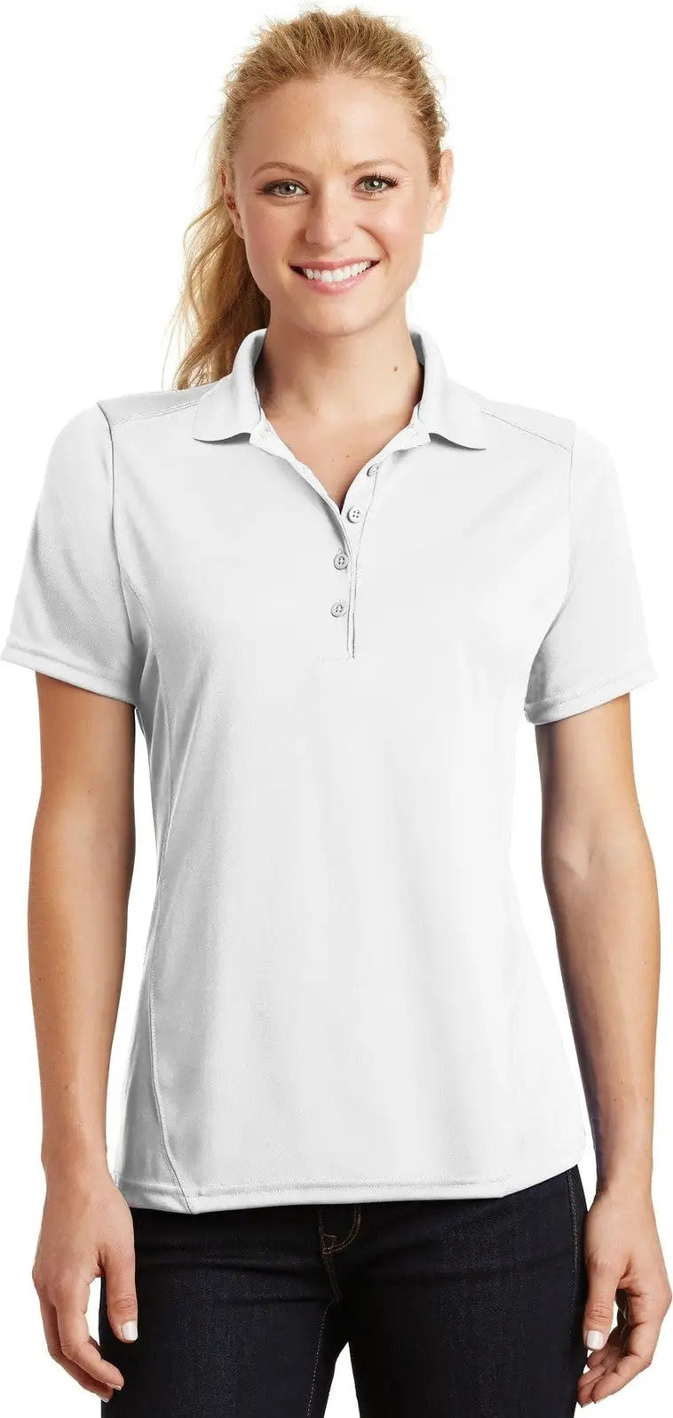 Sport-tek L475 Women’s Dry Zone Raglan Accent Polo - White - Ladies Xs