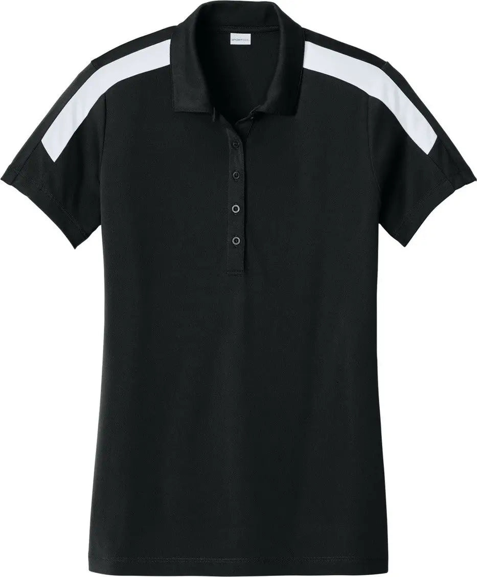 Sport-tek Lst104 Women’s Competitor United Polo - Black White