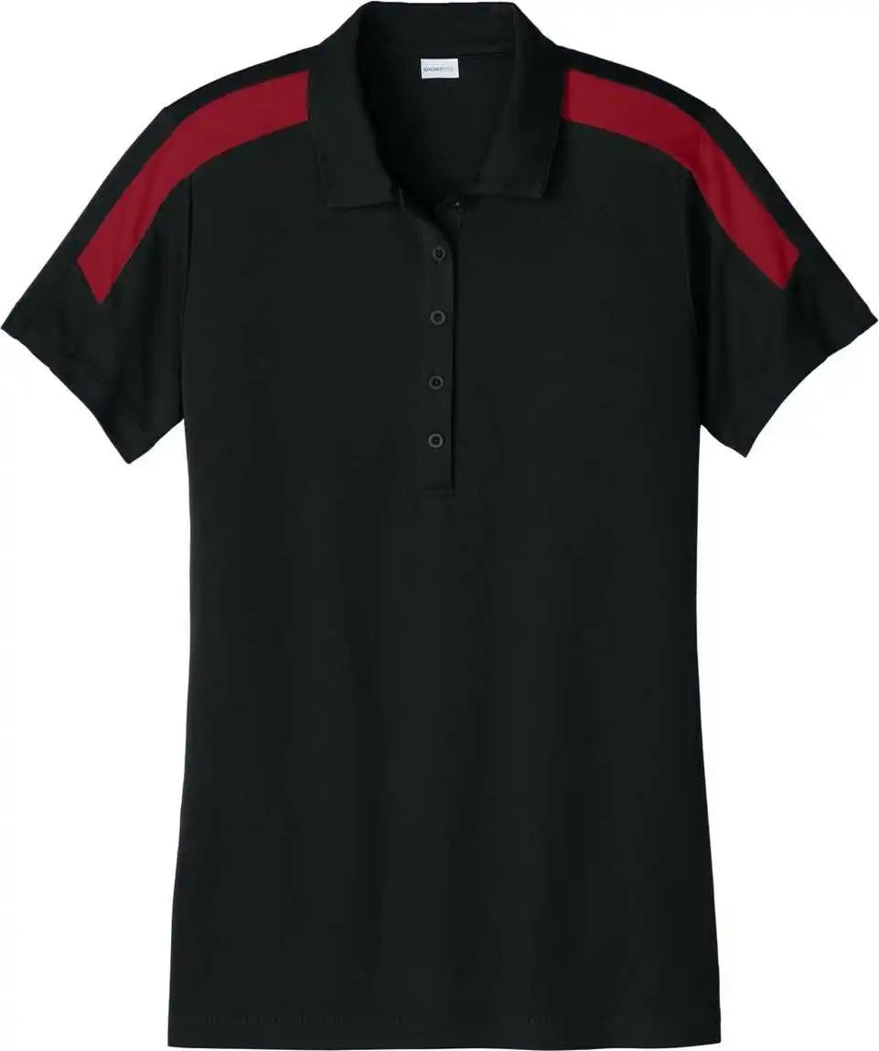 Sport Tek Lst104 Women’s Competitor United Polo Blk/dpred