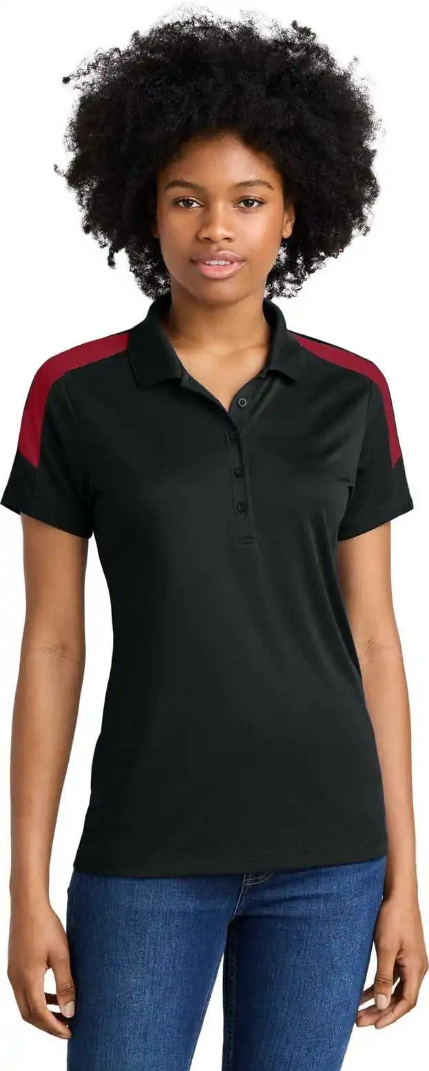Sport Tek Lst104 Women’s Competitor United Polo Blk/dpred