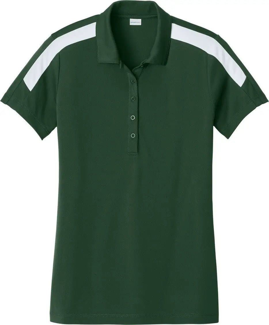 Sport-tek Lst104 Women’s Competitor United Polo - Forest Green White