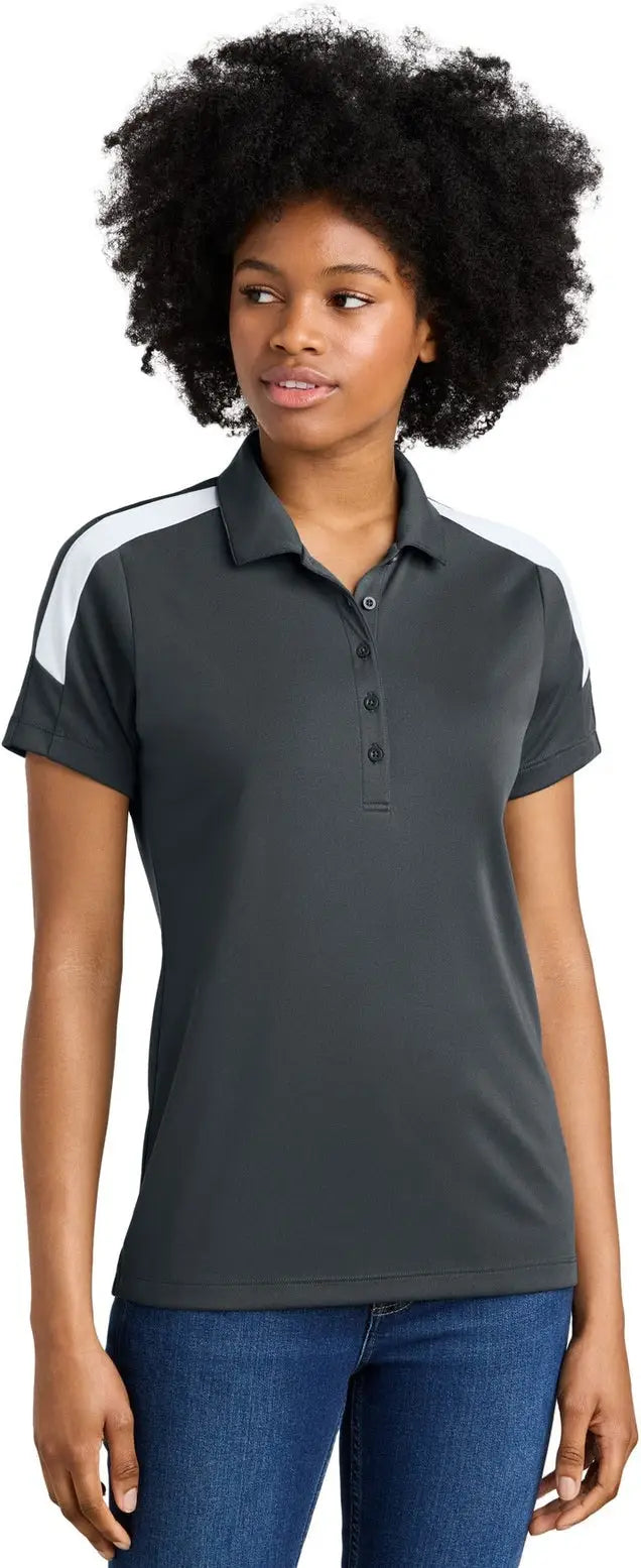 Sport-tek Lst104 Women’s Competitor United Polo - Iron Gray White