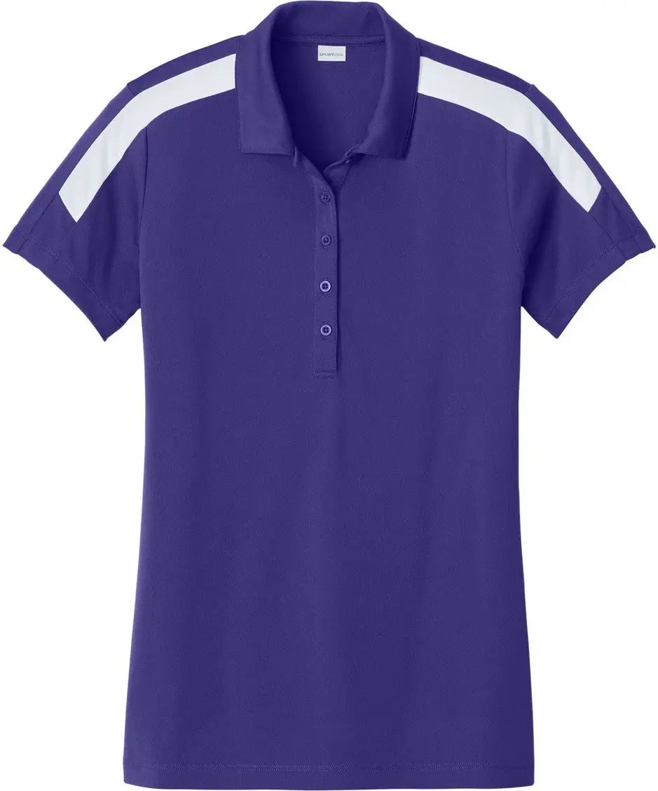 Sport-tek Lst104 Women’s Competitor United Polo - Purple White