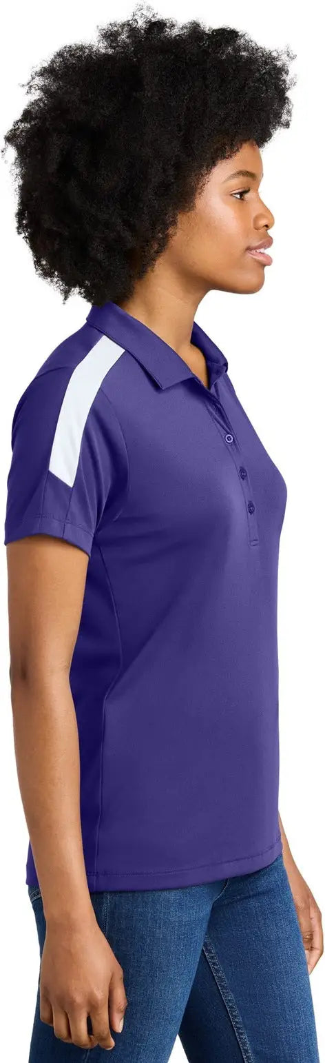 Sport-tek Lst104 Women’s Competitor United Polo - Purple White
