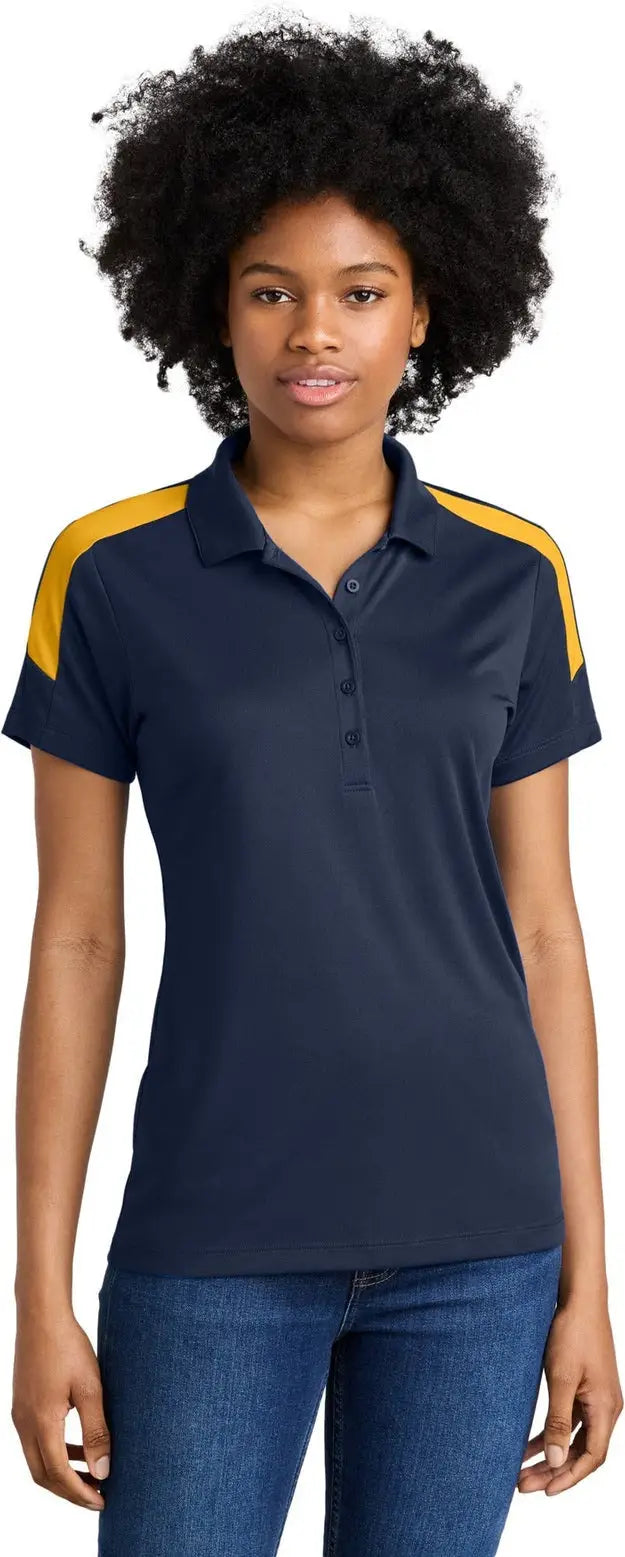 Sport-tek Lst104 Women’s Competitor United Polo - True Navy Gold - Navy/ / Ladies Xs