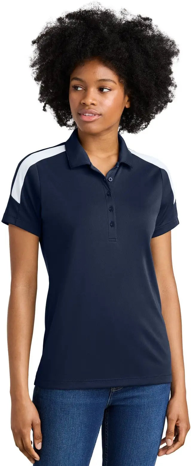 Sport-tek Lst104 Women’s Competitor United Polo - True Navy White