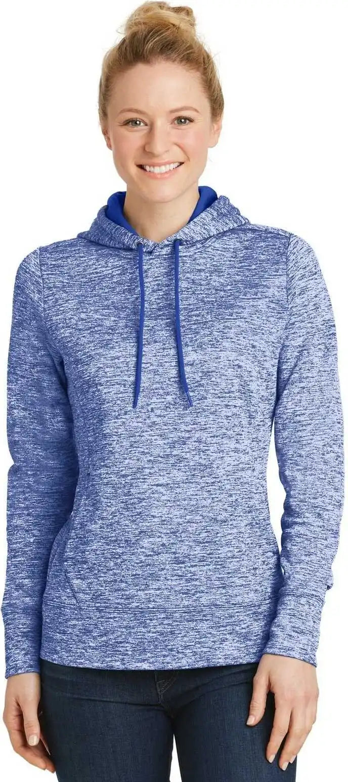 Sport-tek Lst225 Ladies Posicharge Electric Heather Fleece Hooded Pullover - True Royal