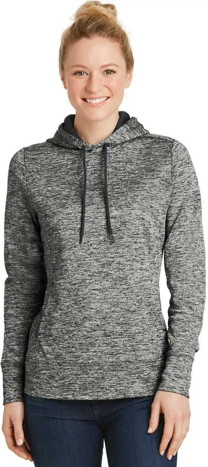 Sport-tek Lst225 Ladies Posicharge Electric Heather Fleece Hooded Pullover - Black