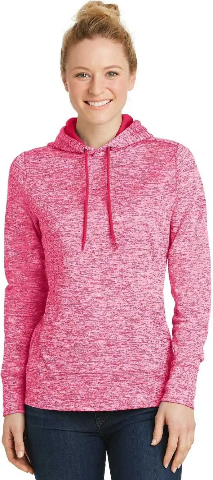 Sport-tek Lst225 Ladies Posicharge Electric Heather Fleece Hooded Pullover - Power Pink