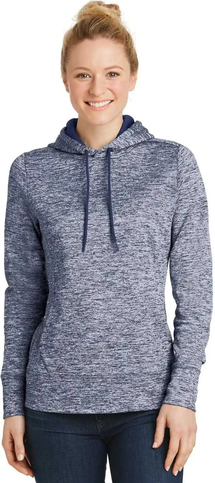 Sport-tek Lst225 Ladies Posicharge Electric Heather Fleece Hooded Pullover - True Navy