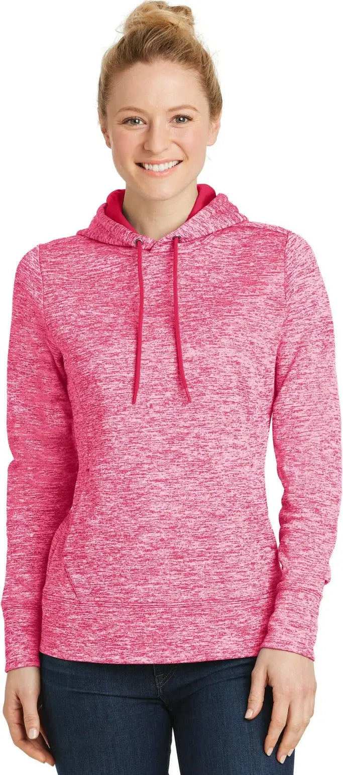 Sport-tek Lst225 Women’s Posicharge Electric Heather Fleece Hooded Pullover - Power Pink - Ladies Xs