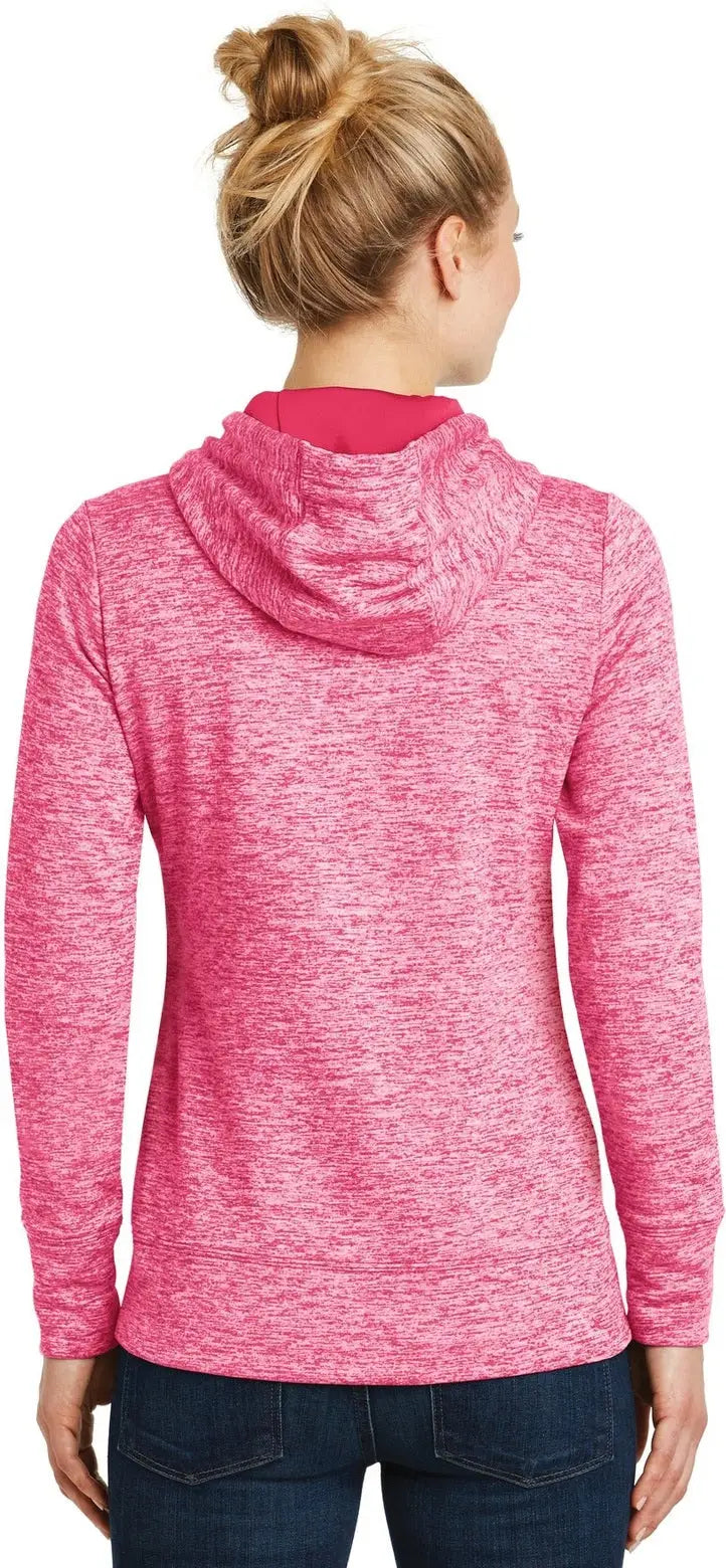 Sport-tek Lst225 Women’s Posicharge Electric Heather Fleece Hooded Pullover - Power Pink