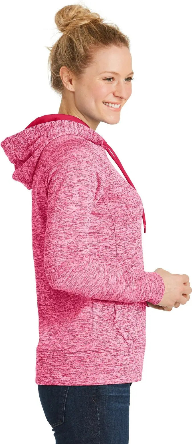 Sport-tek Lst225 Women’s Posicharge Electric Heather Fleece Hooded Pullover - Power Pink