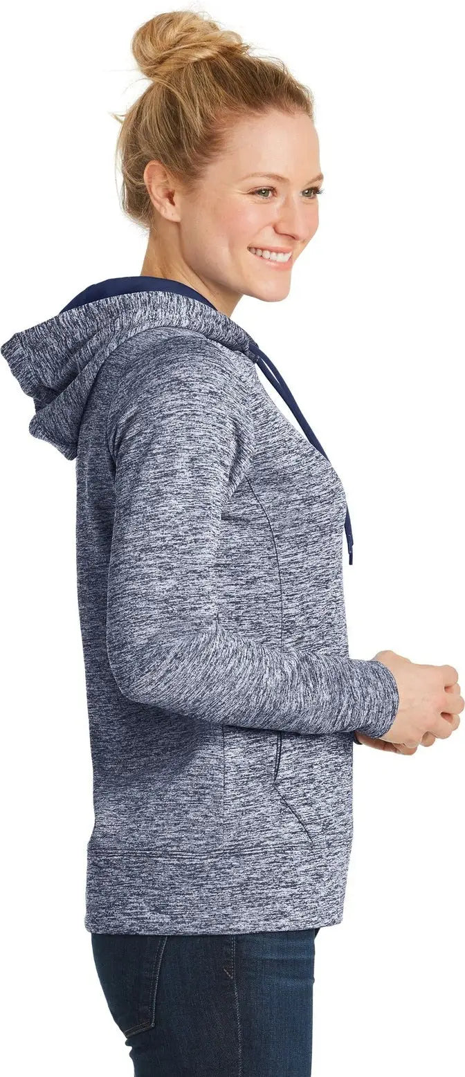 Sport-tek Lst225 Women’s Posicharge Electric Heather Fleece Hooded Pullover - True Navy