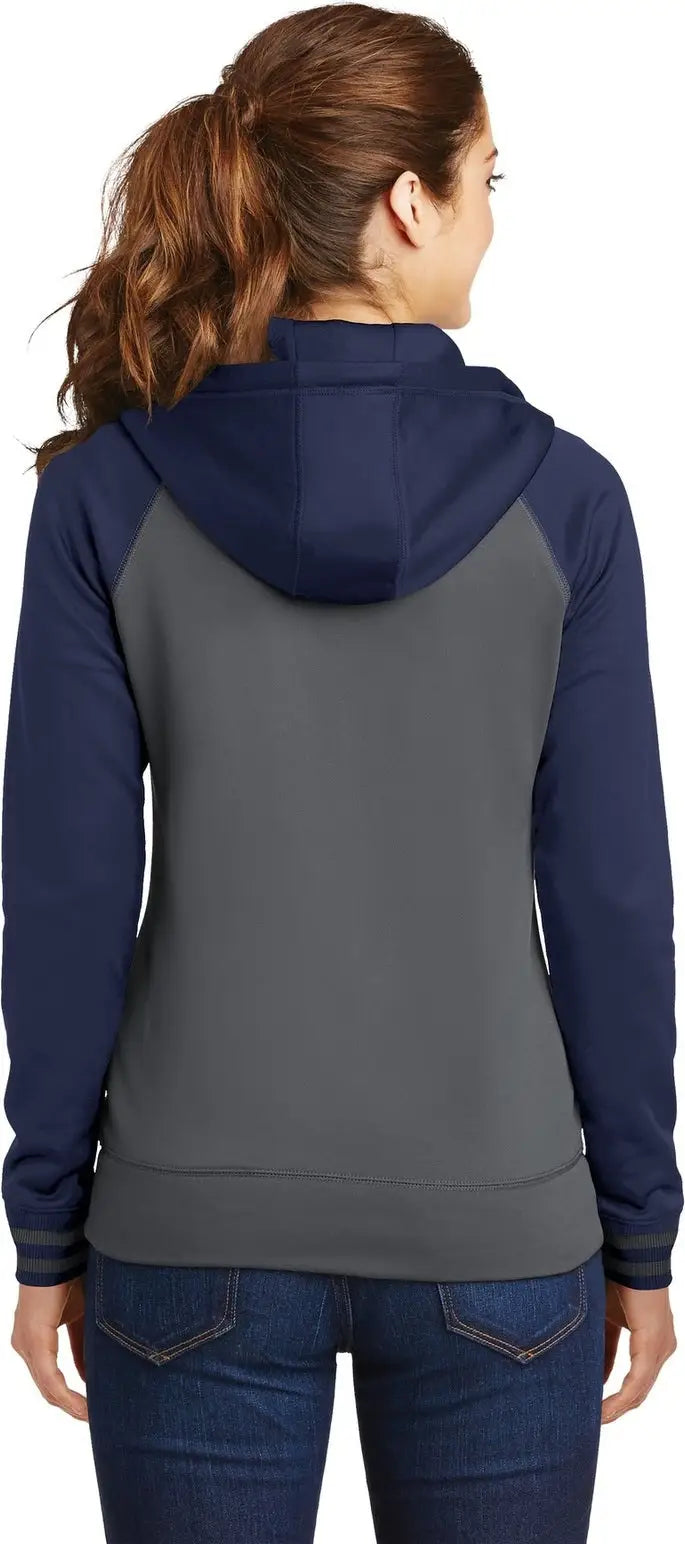 Sport-tek Lst236 Women’s Sport-wick Varsity Fleece Full-zip Hooded Jacket - Dark Smoke Gray Navy
