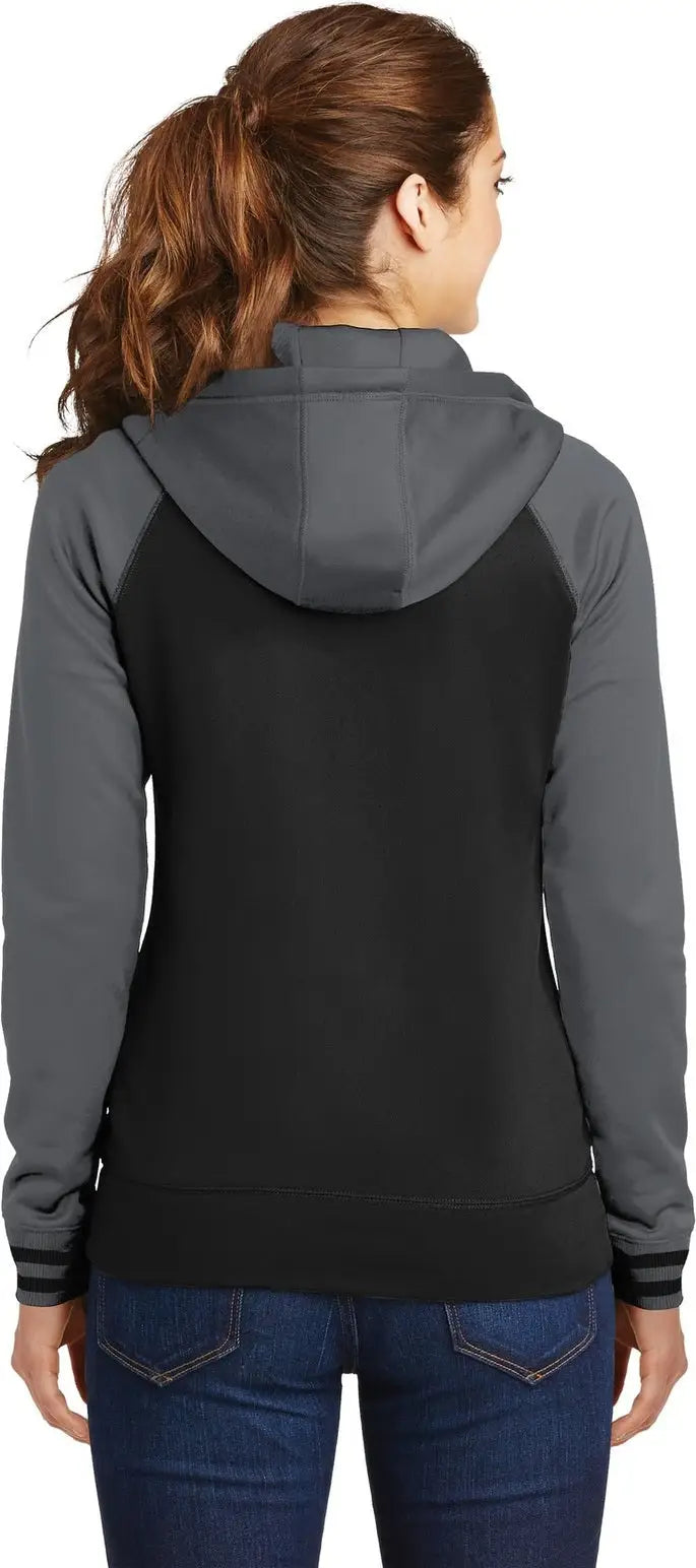 Sport-tek Lst236 Women’s Sport-wick Varsity Fleece Full-zip Hooded Jacket - Black Dark Smoke Gray