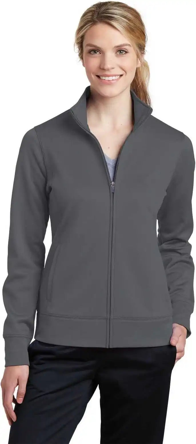 Sport Tek Lst241 Ladies Wick Fleece Full Zip Jacket Dark Smoke Gray