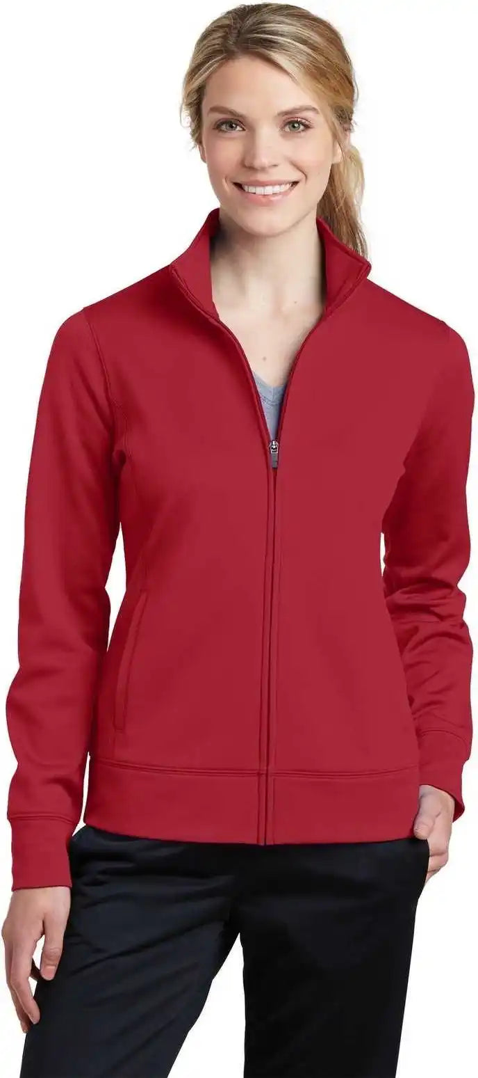 Sport Tek Lst241 Ladies Wick Fleece Full Zip Jacket Deep Red