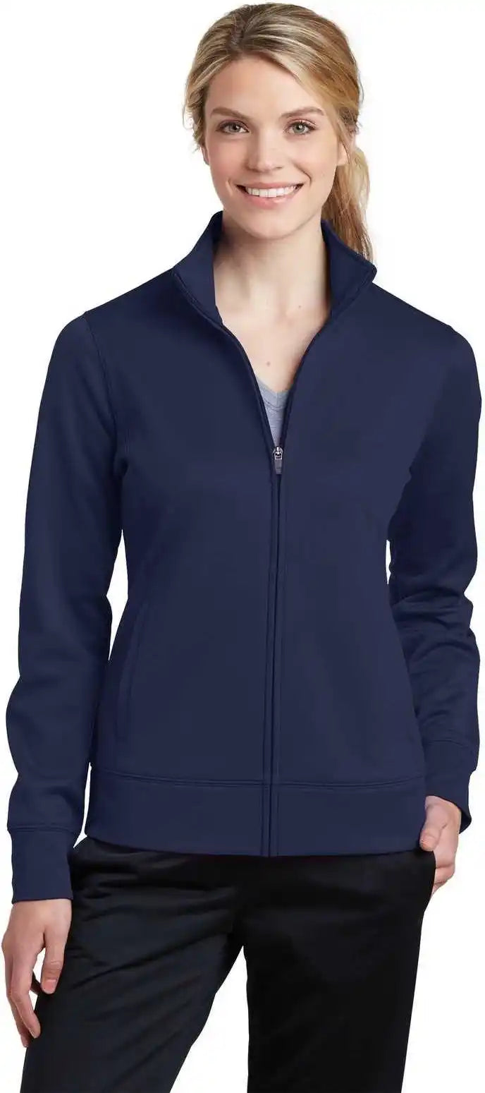 Sport Tek Lst241 Ladies Wick Fleece Full Zip Jacket Navy