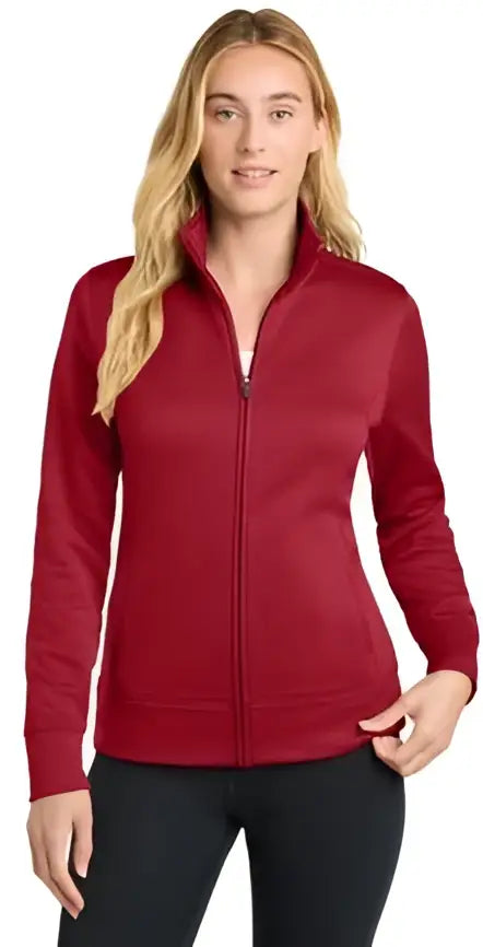 Sport-tek Lst241 Women’s Sport-wick Fleece Full-zip Jacket - Deep Red - Ladies Xs