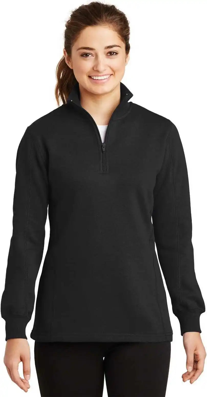 Sport Tek Lst253 Ladies 1/4 Zip Sweatshirt Black