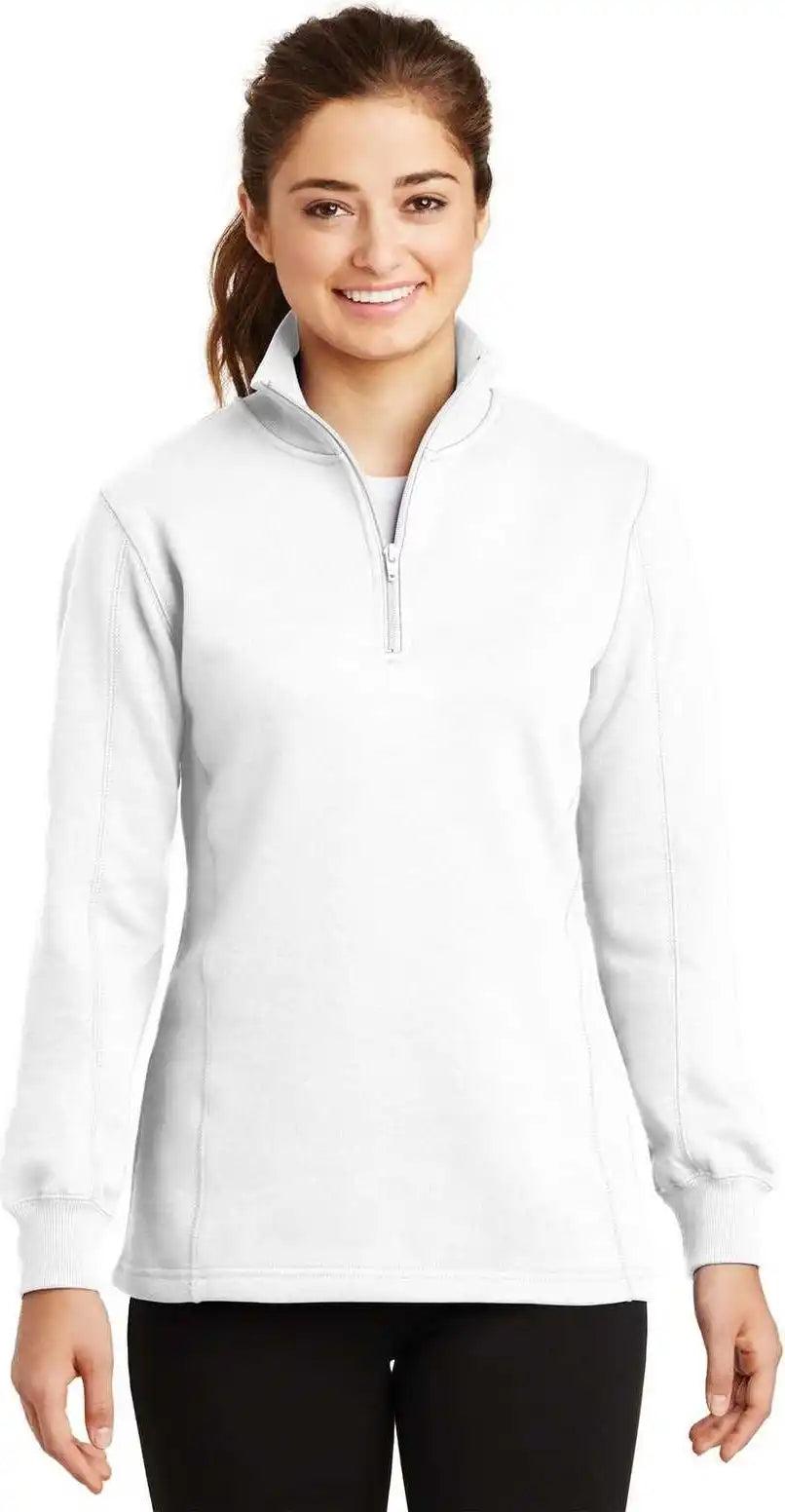 Sport Tek Lst253 Ladies 1/4 Zip Sweatshirt White
