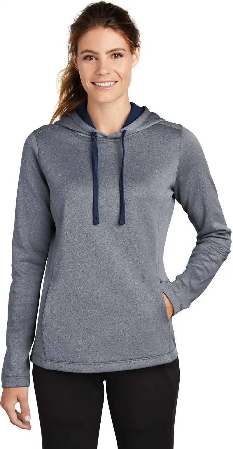 Sport Tek Lst264 Ladies Posicharge Wick Heather Fleece Hooded Pullover True Navy
