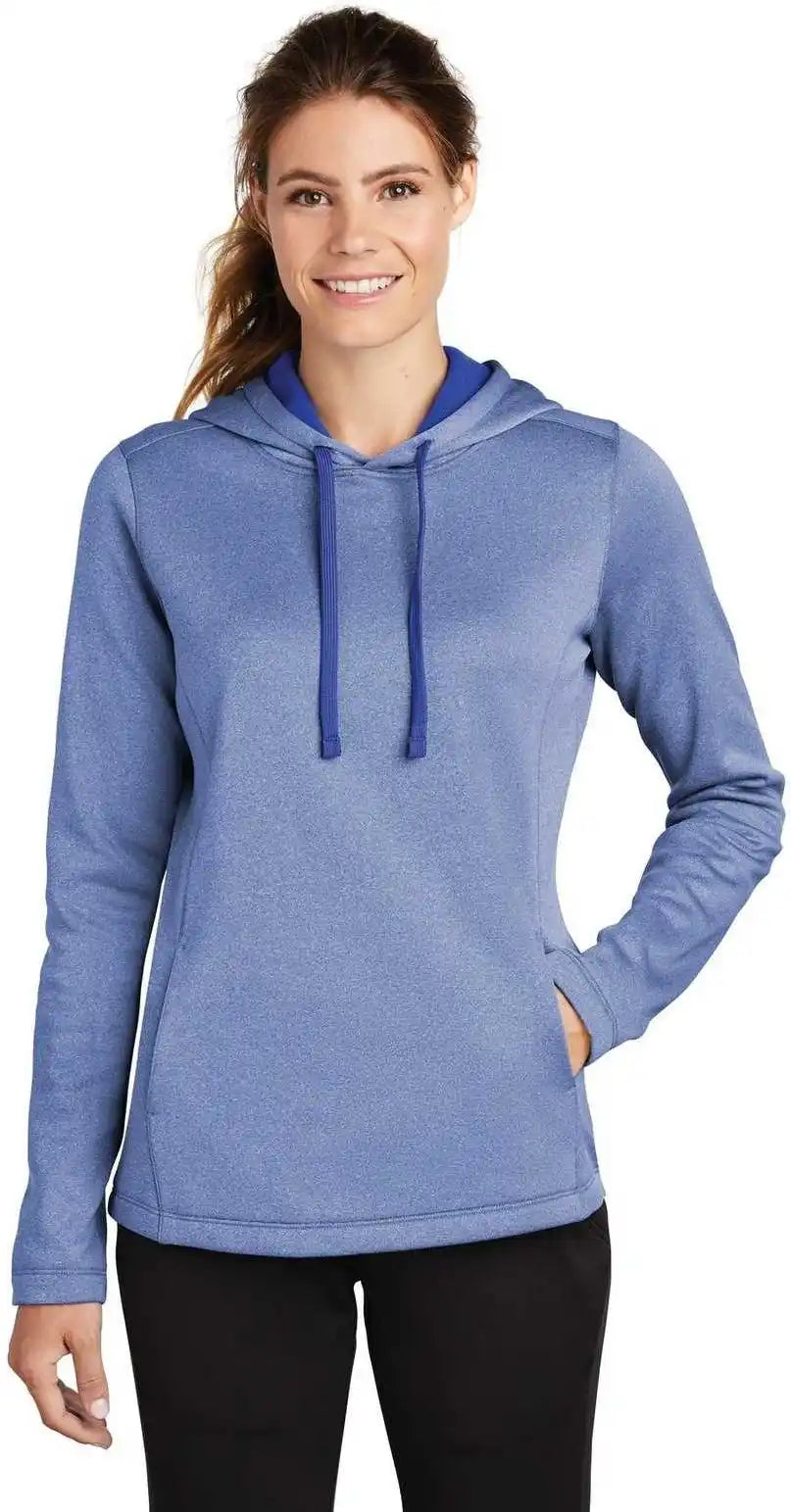 Sport-tek Lst264 Ladies Posicharge Sport-wick Heather Fleece Hooded Pullover - True Royal