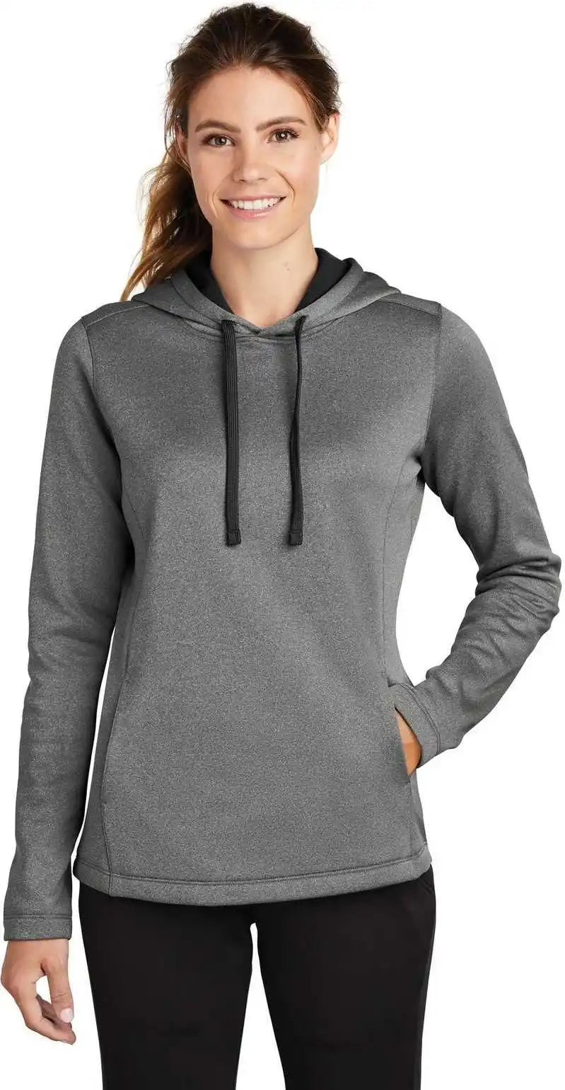 Sport Tek Lst264 Ladies Posicharge Wick Heather Fleece Hooded Pullover Black