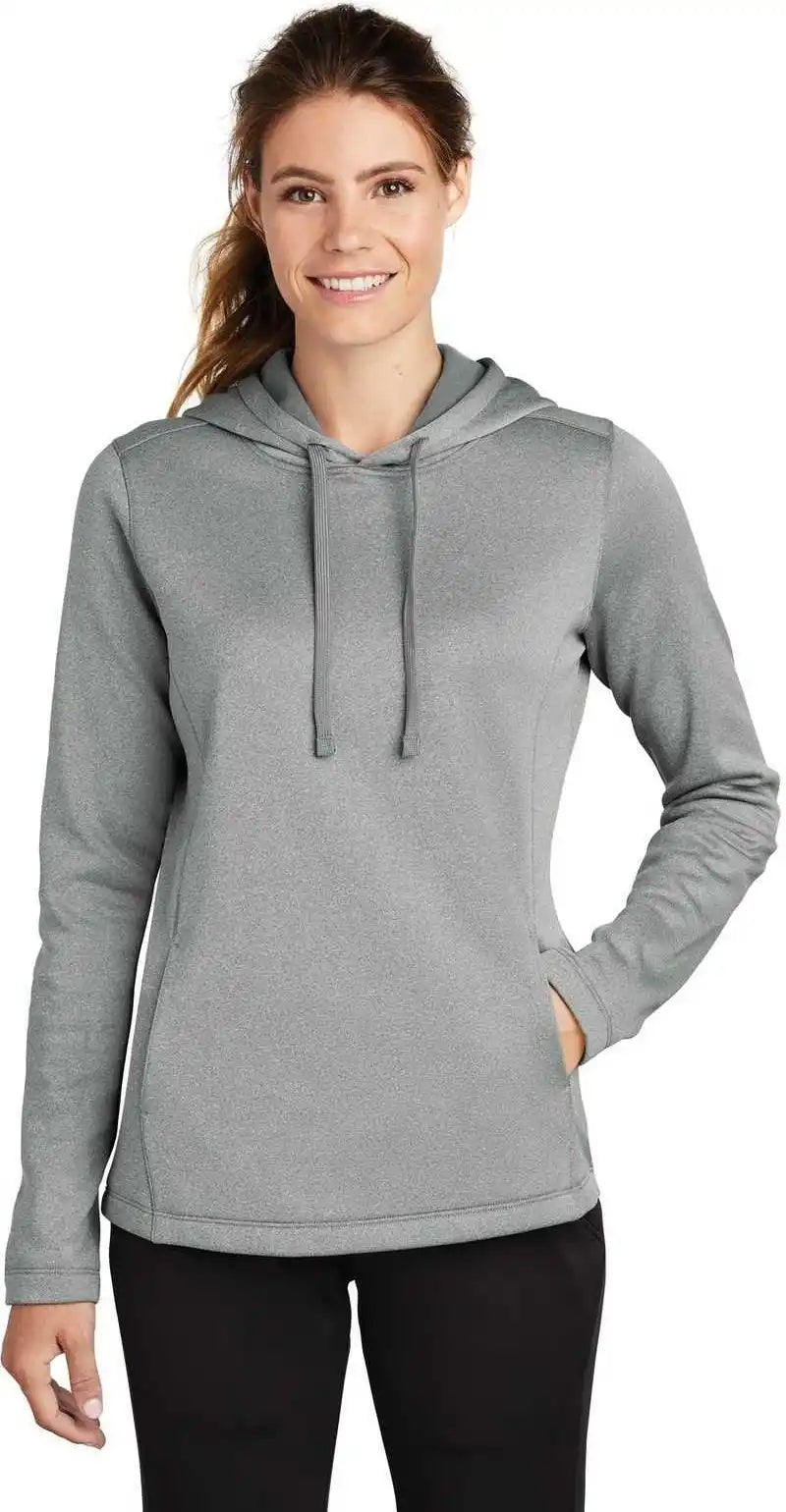 Sport-tek Lst264 Ladies Posicharge Sport-wick Heather Fleece Hooded Pullover - Dark Silver