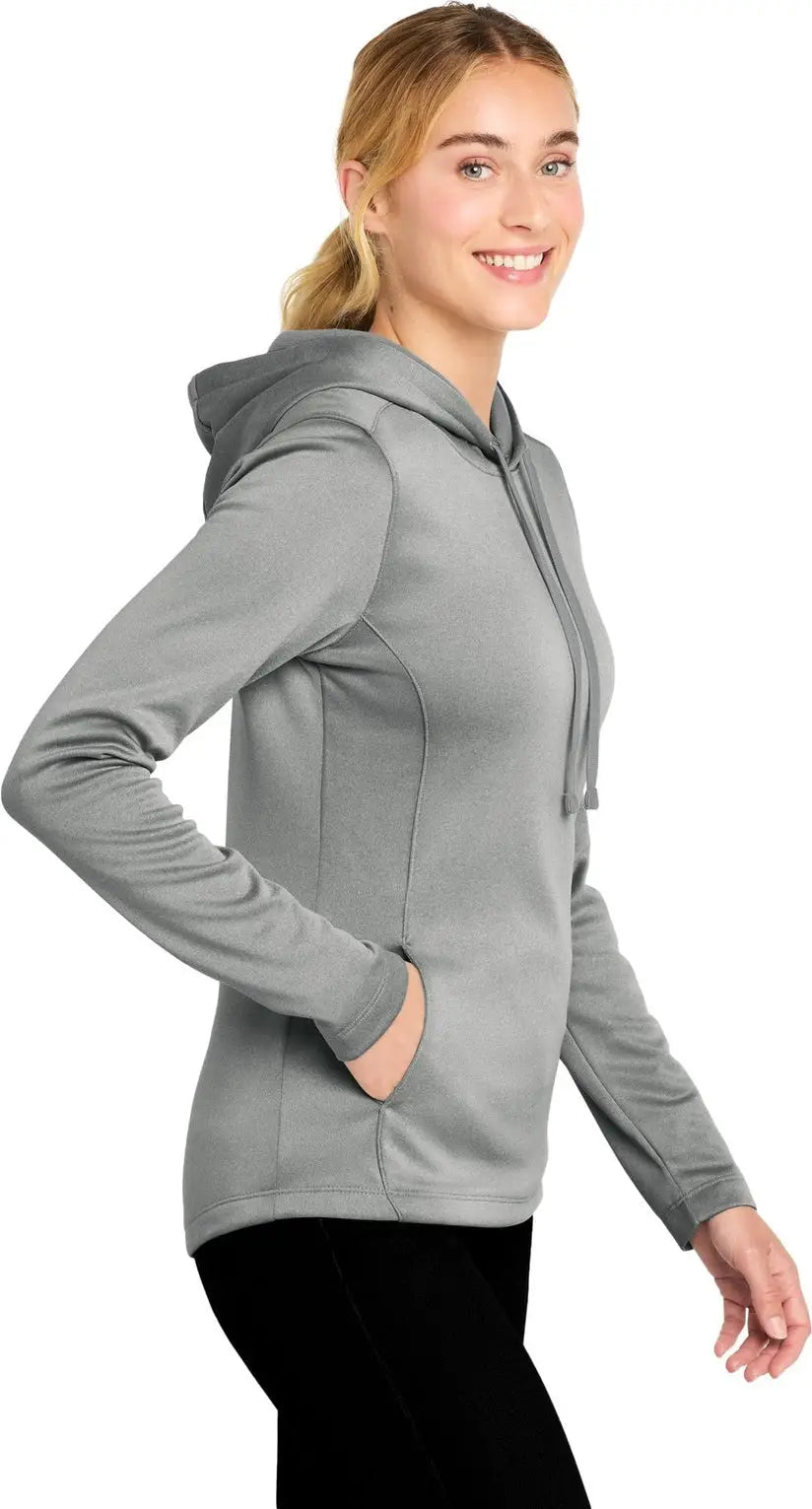 Sport-tek Lst264 Women’s Posicharge Sport-wick Heather Fleece Hooded Pullover - Dark Silver
