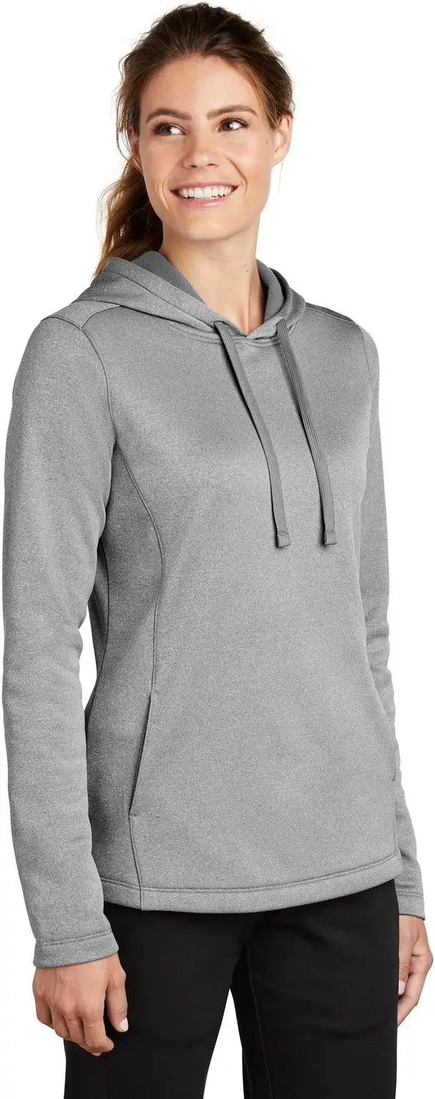Sport-tek Lst264 Women’s Posicharge Sport-wick Heather Fleece Hooded Pullover - Dark Silver