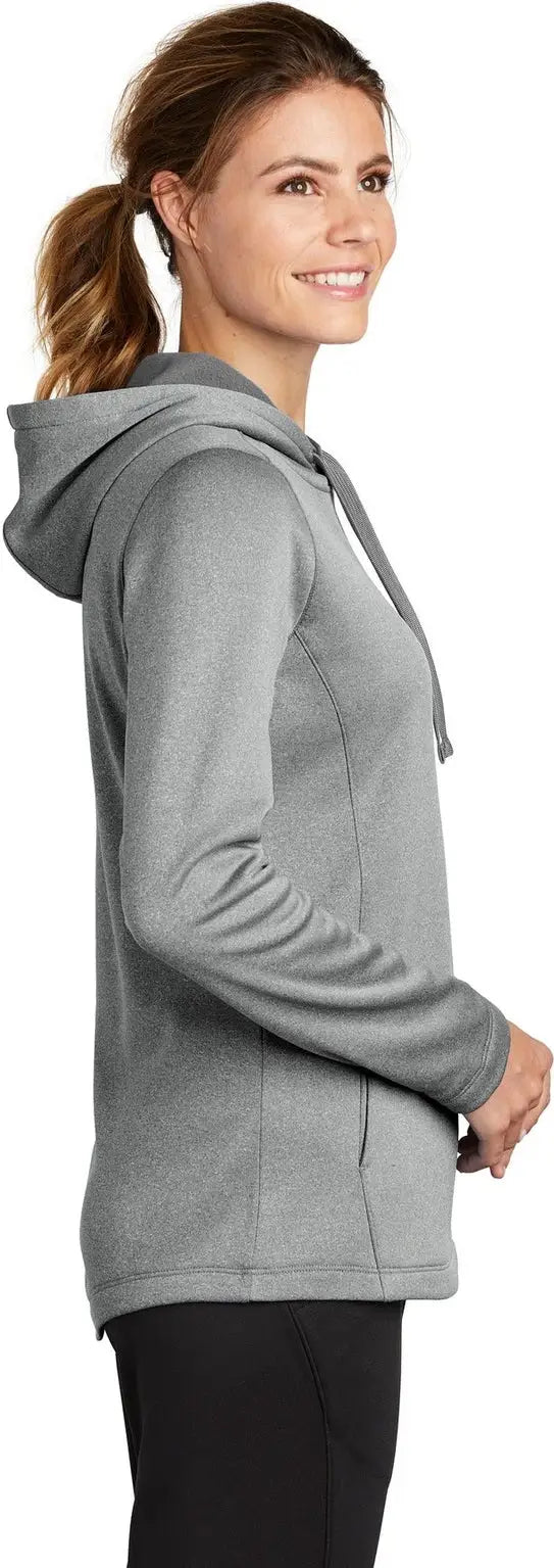 Sport-tek Lst264 Women’s Posicharge Sport-wick Heather Fleece Hooded Pullover - Dark Silver