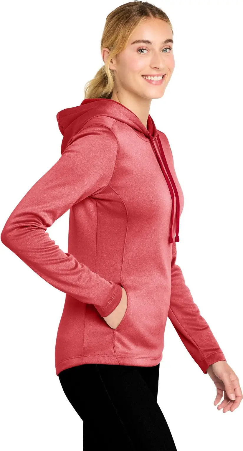 Sport-tek Lst264 Women’s Posicharge Sport-wick Heather Fleece Hooded Pullover - Deep Red