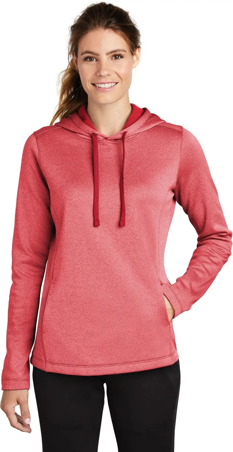Sport-tek Lst264 Women’s Posicharge Sport-wick Heather Fleece Hooded Pullover - Deep Red - Ladies Xs